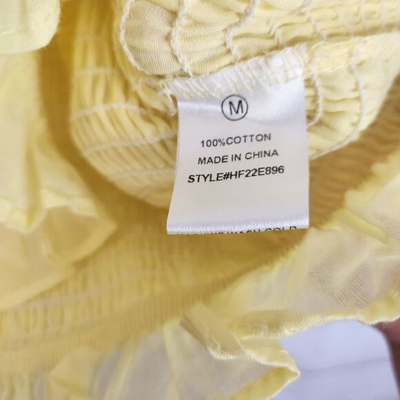 Hyfve yellow M pheasant ruffle bell sleeve cottagecore fairy stretchy crop - Picture 5 of 8